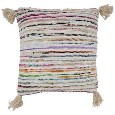 SARO LIFESTYLE Saro Lifestyle 196.M20SP 20 x 20 in. Cleopatra Collection Poly Filled Chindi Throw Pillow; Multi Color 196.M20SP